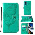 For Motorola Moto G22 Embossed Butterfly Leather Phone Case(Green) - 1