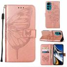 For Motorola Moto G22 Embossed Butterfly Leather Phone Case(Rose Gold) - 1