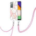 For Samsung Galaxy Note20 Electroplating Splicing Marble TPU Phone Case with Lanyard(Pink White) - 2