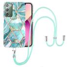 For Samsung Galaxy Note20 Electroplating Splicing Marble TPU Phone Case with Lanyard(Blue) - 1