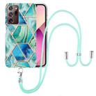 For Samsung Galaxy Note20 Ultra Electroplating Splicing Marble TPU Phone Case with Lanyard(Green) - 1