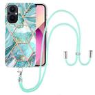For OnePlus Nord N20 5G Electroplating Splicing Marble TPU Phone Case with Lanyard(Blue) - 1