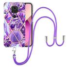 For Xiaomi Redmi Note 9 / 10X 4G Electroplating Splicing Marble TPU Phone Case with Lanyard(Dark Purple) - 1