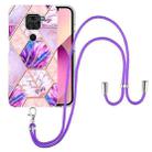 For Xiaomi Redmi Note 9 / 10X 4G Electroplating Splicing Marble TPU Phone Case with Lanyard(Light Purple) - 1