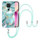 For Xiaomi Redmi Note 9 / 10X 4G Electroplating Splicing Marble TPU Phone Case with Lanyard(Blue) - 1