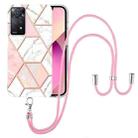 For Xiaomi Redmi Note 11 Pro 5G / 4G Foreign Electroplating Splicing Marble TPU Phone Case with Lanyard(Pink White) - 1