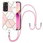 For Xiaomi Redmi Note 11 Pro / Note 11 Pro+ Electroplating Splicing Marble TPU Phone Case with Lanyard(Pink White) - 1