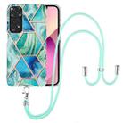 For Xiaomi Redmi Note 11 Pro / Note 11 Pro+ Electroplating Splicing Marble TPU Phone Case with Lanyard(Green) - 1