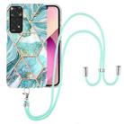 For Xiaomi Redmi Note 11 Pro / Note 11 Pro+ Electroplating Splicing Marble TPU Phone Case with Lanyard(Blue) - 1