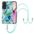 For Xiaomi Redmi Note 11S/Note 11 4G Foreign Electroplating Splicing Marble TPU Phone Case with Lanyard(Green) - 1