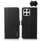 For Honor X30i / Play6T Pro / X8 KHAZNEH Side-Magnetic Litchi Genuine Leather RFID Phone Case(Black) - 1