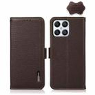 For Honor X30i / Play6T Pro / X8 KHAZNEH Side-Magnetic Litchi Genuine Leather RFID Phone Case(Brown) - 1