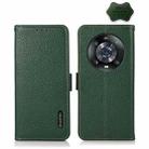 For Honor Magic 4 Pro KHAZNEH Side-Magnetic Litchi Genuine Leather RFID Phone Case(Green) - 1