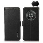 For Honor Magic 4 KHAZNEH Side-Magnetic Litchi Genuine Leather RFID Phone Case(Black) - 1