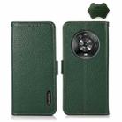 For Honor Magic 4 KHAZNEH Side-Magnetic Litchi Genuine Leather RFID Phone Case(Green) - 1