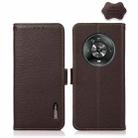 For Honor Magic 4 KHAZNEH Side-Magnetic Litchi Genuine Leather RFID Phone Case(Brown) - 1