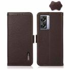 For OPPO A57 5G 2022 / Realme Q5i China KHAZNEH Side-Magnetic Litchi Genuine Leather RFID Phone Case(Brown) - 1