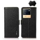 For vivo iQOO Neo6 KHAZNEH Side-Magnetic Litchi Genuine Leather RFID Phone Case(Black) - 1