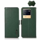 For vivo iQOO Neo6 KHAZNEH Side-Magnetic Litchi Genuine Leather RFID Phone Case(Green) - 1