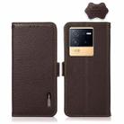 For vivo iQOO Neo6 KHAZNEH Side-Magnetic Litchi Genuine Leather RFID Phone Case(Brown) - 1