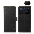 For vivo X Note KHAZNEH Side-Magnetic Litchi Genuine Leather RFID Phone Case(Black) - 1