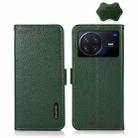 For vivo X Note KHAZNEH Side-Magnetic Litchi Genuine Leather RFID Phone Case(Green) - 1