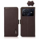 For vivo X Note KHAZNEH Side-Magnetic Litchi Genuine Leather RFID Phone Case(Brown) - 1