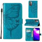 For Nokia G21 / G11 Embossed Butterfly Leather Phone Case(Blue) - 1