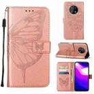 For Nokia G50 Embossed Butterfly Leather Phone Case(Rose Gold) - 1