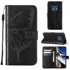 For Nokia XR20 Embossed Butterfly Leather Phone Case(Black) - 1