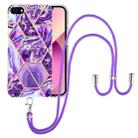 For iPhone SE 2022 / SE 2020 / 8 / 7 Electroplating Splicing Marble TPU Phone Case with Lanyard(Dark Purple) - 1