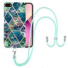 For iPhone SE 2022 / SE 2020 / 8 / 7 Electroplating Splicing Marble TPU Phone Case with Lanyard(Blue Green) - 1