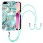 For iPhone SE 2022 / SE 2020 / 8 / 7 Electroplating Splicing Marble TPU Phone Case with Lanyard(Blue) - 1