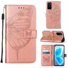 For OPPO A55s 5G Global Embossed Butterfly Leather Phone Case(Rose Gold) - 1