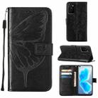 For OPPO A55s 5G Global Embossed Butterfly Leather Phone Case(Black) - 1