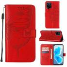 For OPPO Find X5 Embossed Butterfly Leather Phone Case(Red) - 1