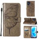 For OPPO Find X5 Pro Embossed Butterfly Leather Phone Case(Grey) - 1