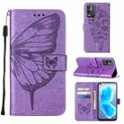 For OPPO K9X 5G Embossed Butterfly Leather Phone Case(Light Purple) - 1