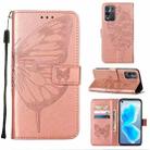For OPPO K9X 5G Embossed Butterfly Leather Phone Case(Rose Gold) - 1