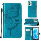 For OPPO Realme GT2 Pro Embossed Butterfly Leather Phone Case(Blue) - 1