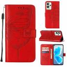 For OPPO Realme GT2 Pro Embossed Butterfly Leather Phone Case(Red) - 1