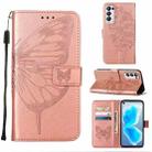 For OPPO Reno5 Pro+ 5G/Find X3 Neo Embossed Butterfly Leather Phone Case(Rose Gold) - 1