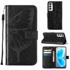 For OPPO Reno5 Pro+ 5G/Find X3 Neo Embossed Butterfly Leather Phone Case(Black) - 1