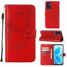For OPPO Reno7 5G Global/Find X5 Lite Embossed Butterfly Leather Phone Case(Red) - 1