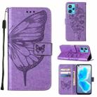 For OPPO Realme 9 Pro+ 5G Embossed Butterfly Leather Phone Case(Light Purple) - 1