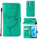 For OPPO Realme 9 Pro+ 5G Embossed Butterfly Leather Phone Case(Green) - 1