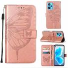 For OPPO Realme 9 Pro+ 5G Embossed Butterfly Leather Phone Case(Rose Gold) - 1