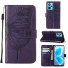 For OPPO Realme 9 Pro+ 5G Embossed Butterfly Leather Phone Case(Dark Purple) - 1