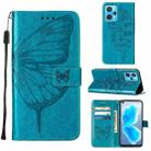 For OPPO Realme 9 Pro+ 5G Embossed Butterfly Leather Phone Case(Blue) - 1