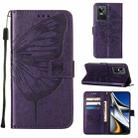 For OPPO Realme GT Neo3 Embossed Butterfly Leather Phone Case(Dark Purple) - 1